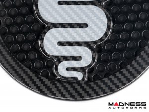 Alfa Romeo 4C Carbon Fiber Speaker Grill Covers - Alfa Logo in White